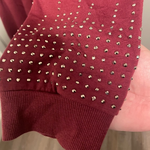 Torrid Pullover Mini Dress - French Terry Embellished Burgundy - Picture 8 of 8